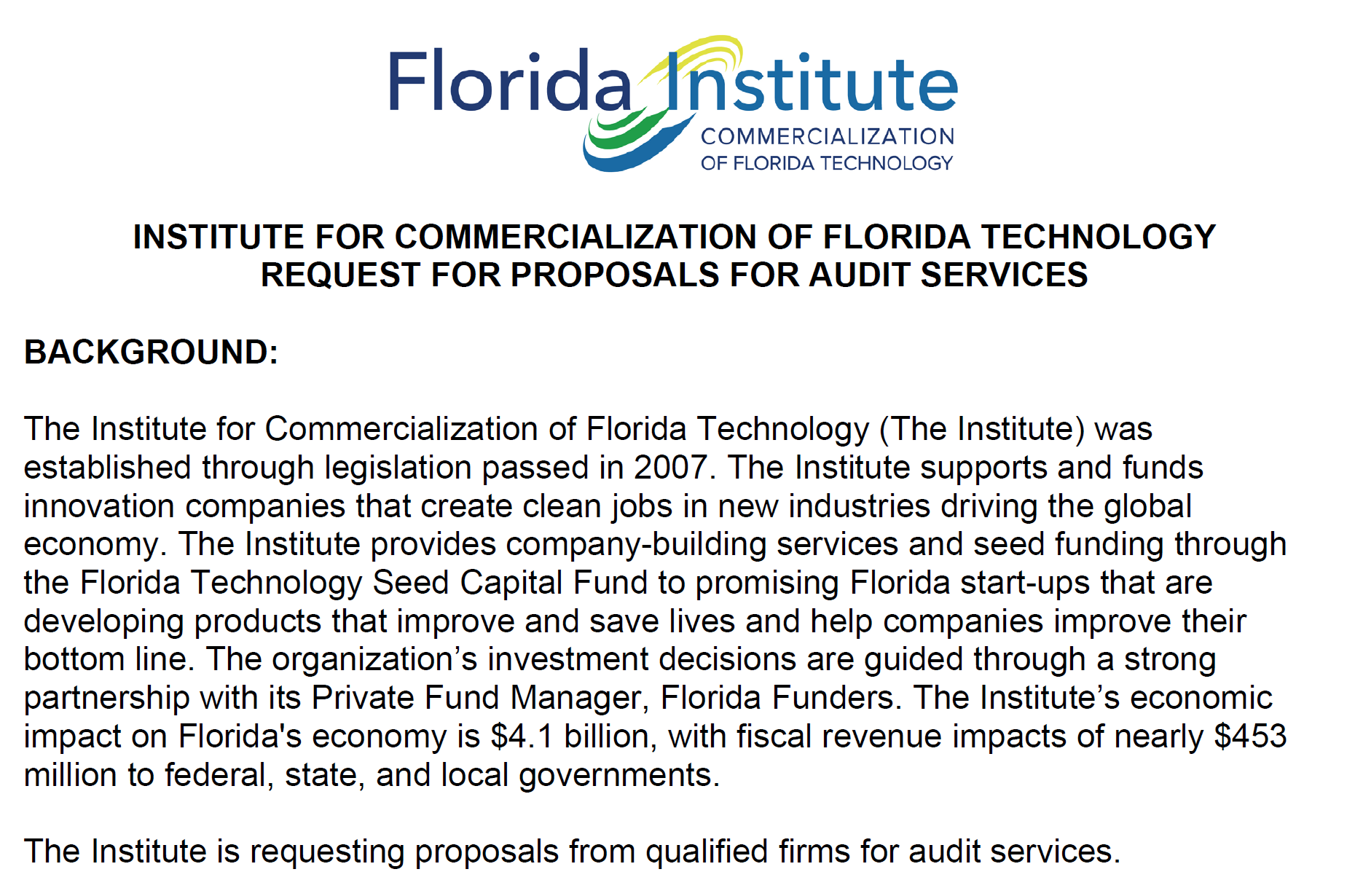 Request for Proposals for Audit Services